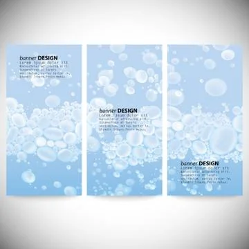 Set of vertical banners. Drops in the blue water vector background Illustrazione stock