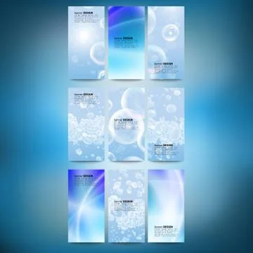 Set of vertical banners. Drops in the blue water vector background Stock Illustration