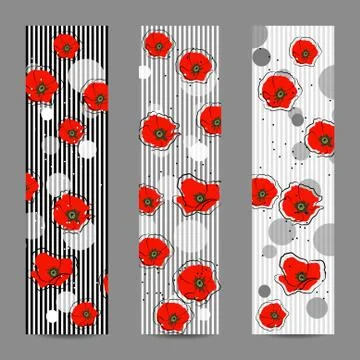 Set of vertical banners with flowers Stock Illustration