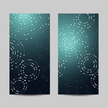 Set of vertical banners. Geometric pattern with connected lines and dots 库存插图