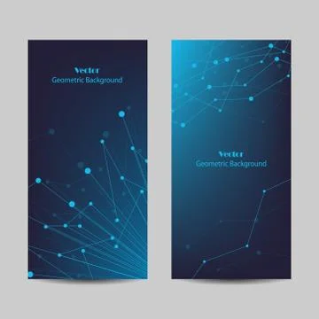 Set of vertical banners. Geometric pattern with connected lines and dots. Illustrazione stock
