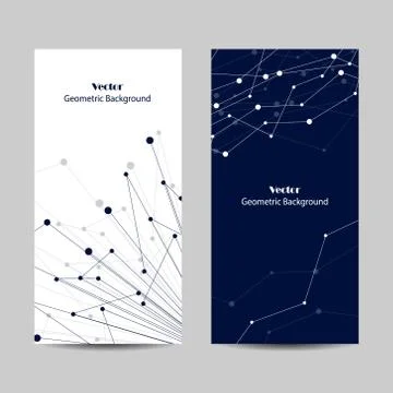 Set of vertical banners. Geometric pattern with connected lines and dots. Stock Illustration