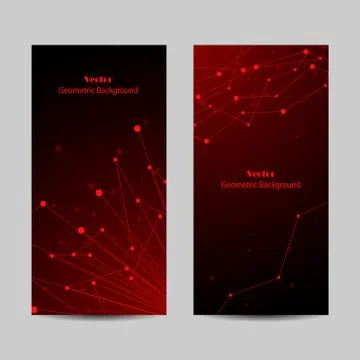 Set of vertical banners. Geometric pattern with connected lines and dots. 库存插图
