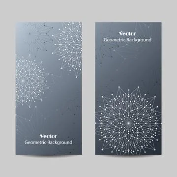 Set of vertical banners. Geometric pattern with connected lines and dots. Illustrazione stock