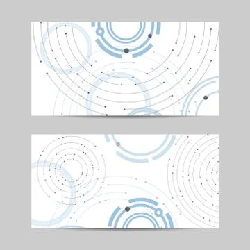 Set of vertical banners. Geometric pattern with connected lines and dots 库存插图