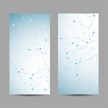 Set of vertical banners. Geometric pattern with connected lines and dots. Illustrazione stock