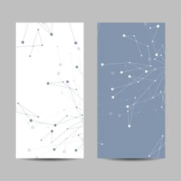 Set of vertical banners. Geometric pattern with connected lines and dots. Illustrazione stock