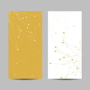 Set of vertical banners. Geometric pattern with connected lines and dots. Stock Illustration