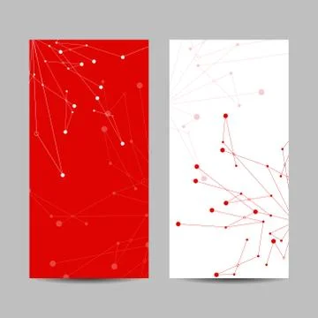 Set of vertical banners. Geometric pattern with connected lines and dots. Illustrazione stock