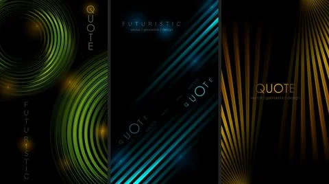 Set of vertical banners with glowing glossy stripes, abstract geometric tec.. イラスト素材
