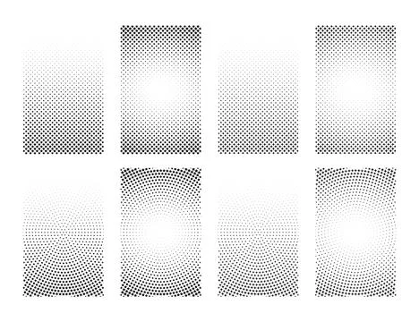 Set of vertical banners halftone pattern stars, star gradation dots Stock Illustration
