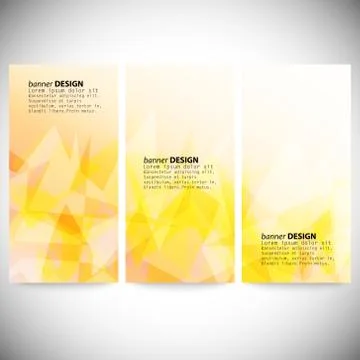 Set of vertical banners. Light orange polygonal abstract background Stock Illustration
