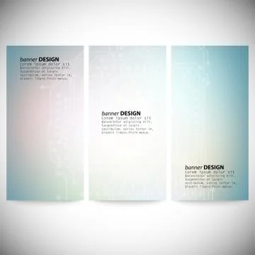 Set of vertical banners. Microchip backgrounds, electronics circuit, EPS10 Stock Illustration