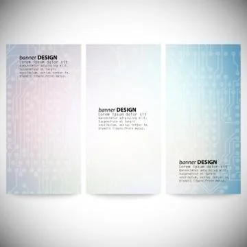 Set of vertical banners. Microchip backgrounds, electronics circuit, EPS10 Illustrazione stock