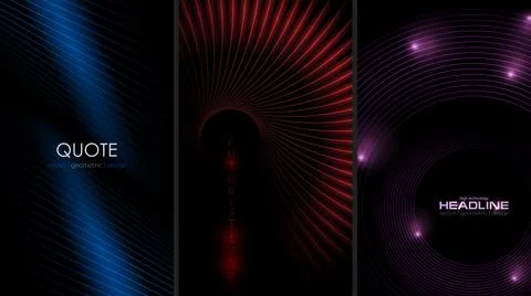 Set of vertical banners with minimal laser lines, abstract glowing futurist.. イラスト素材