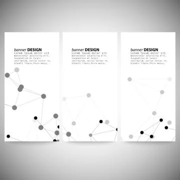 Set of vertical banners. Molecule structure, gray background for communication Stock Illustration