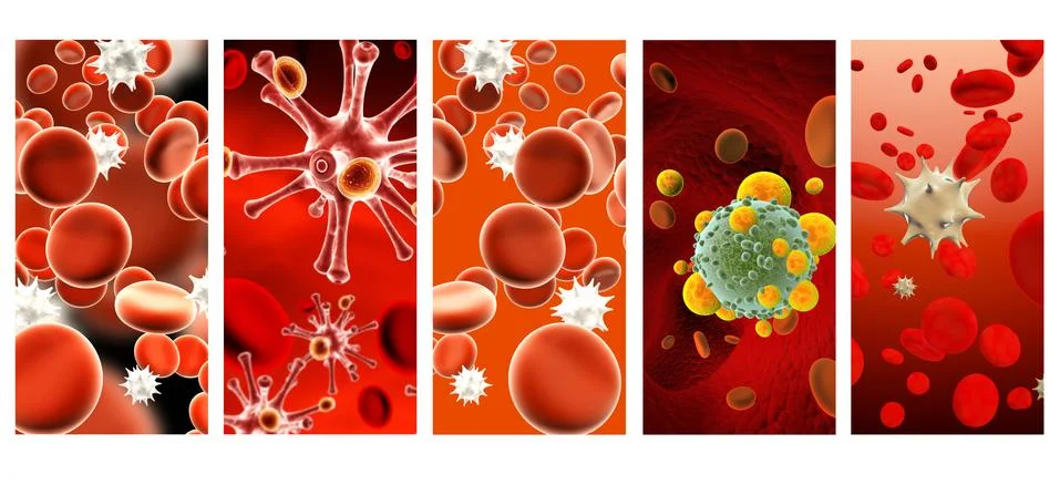 Set of vertical banners with pathogenic bacterias and viruses Stock Illustration