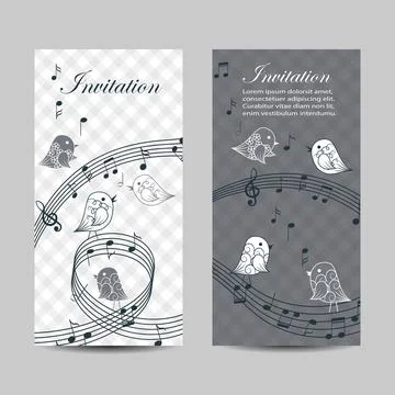 Set of vertical banners with singing birds Stock Illustration
