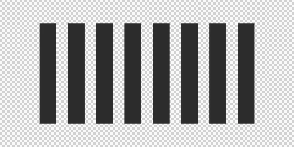 Set of Vertical Black and Dark Gray Bars Isolated on Transparent Background イラスト素材