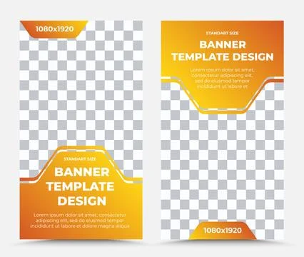 Set of vertical horizontal vector banner templates in orange white Stock Illustration