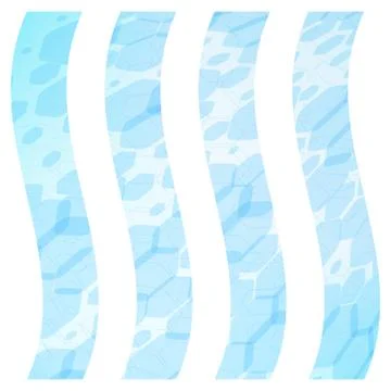 Set of vertical isolated wave backgrounds with light blue hexagon net. Stock Illustration