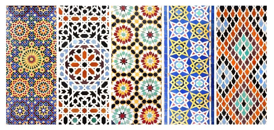 Set of vertical or horizontal banners with detail of ancient mosaic walls w.. Stock Photos