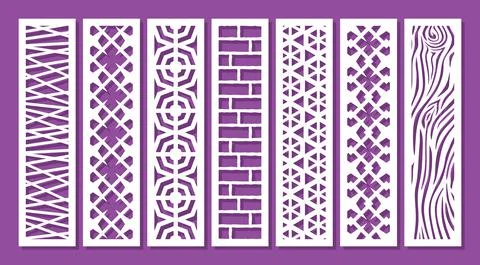 Set of vertical rectangular panels, lattice, bookmark.  Ilustración de archivo