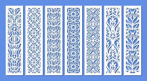 Set of vertical rectangular panels, lattice, bookmark.  Stock Illustration