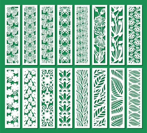 Set of vertical rectangular panels, lattice, bookmark.  Stock Illustration