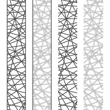 Set of vertical seamless patterns of stripes, ribbons, threads. Stock Illustration