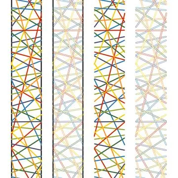 Set of vertical seamless patterns of stripes, ribbons, threads. Stock Illustration