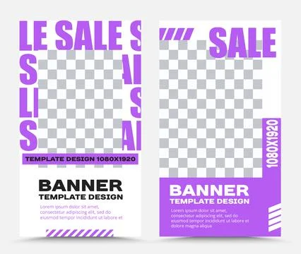 Set of vertical vector banner templates in lilac Stock Illustration