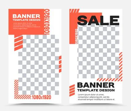 Set of vertical vector banner templates in orange Stock Illustration