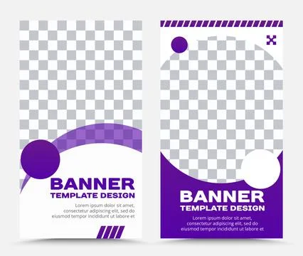 Set of vertical vector banner templates in lilac and white Stock Illustration