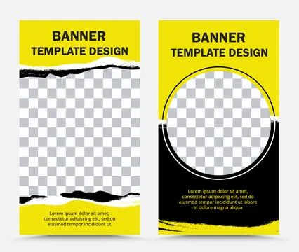 Set of vertical vector banner templates in black yellow white Stock Illustration