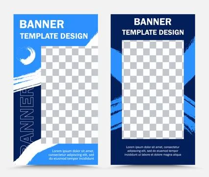 Set of vertical vector banner templates in blue and white Stock Illustration