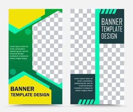 Set of vertical vector banner templates in yellow green Stock Illustration