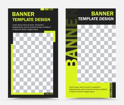 Set of vertical vector banner templates in black yellow Stock Illustration