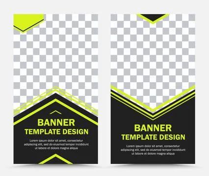 Set of vertical vector banner templates in black yellow Stock Illustration