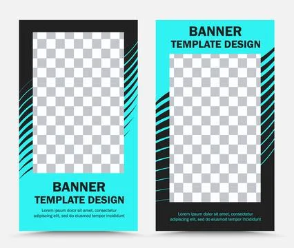 Set of vertical vector banner templates in blue black Stock Illustration