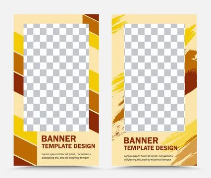 Set of vertical vector banner templates in yellow and brown Stock Illustration