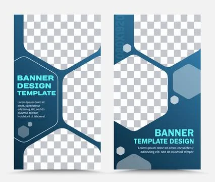 Set of vertical vector banner templates in dark blue Stock Illustration