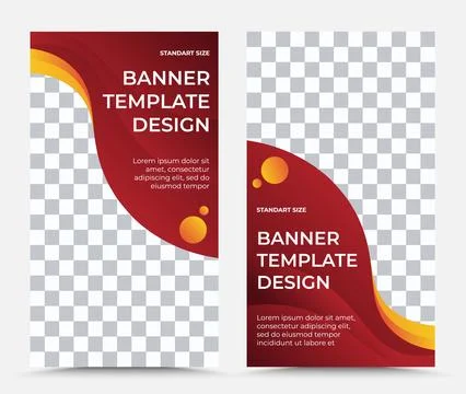 Set of vertical vector banner templates in burgundy and white Stock Illustration