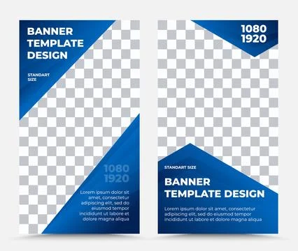 Set of vertical vector banner templates in blue Stock Illustration