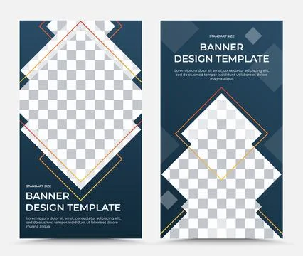 Set of vertical vector banner templates in blue orange and white Stock Illustration