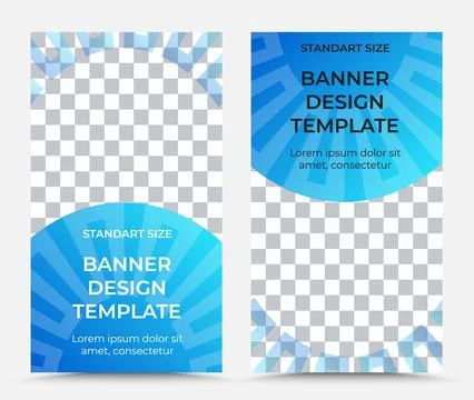 Set of vertical vector banner templates in blue black white Stock Illustration