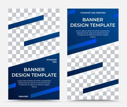 Set of vertical vector banner templates in light and dark blue colors Stock Illustration
