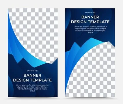 Set of vertical vector banner templates in dark and light blue and white Stock Illustration
