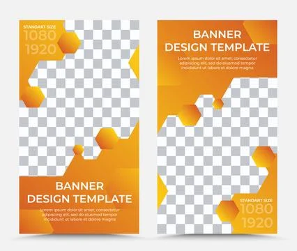 Set vertical vector banner templates in orange and white Stock Illustration