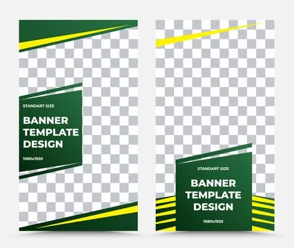 Set of vertical vector banner templates in yellow green white Stock Illustration